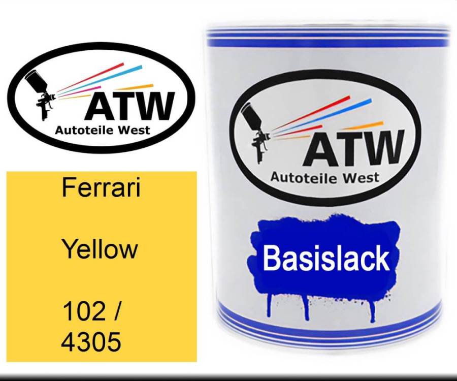 Ferrari, Yellow, 102 / 4305: 1L Lackdose, von ATW Autoteile West.